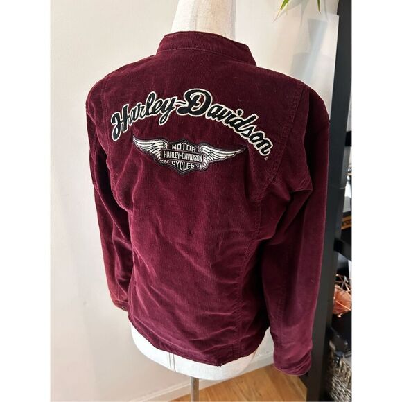 Harley Davidson Women's Reversible Harley Davidson Maroon Corduroy Jacket Coat s - Picture 3 of 6